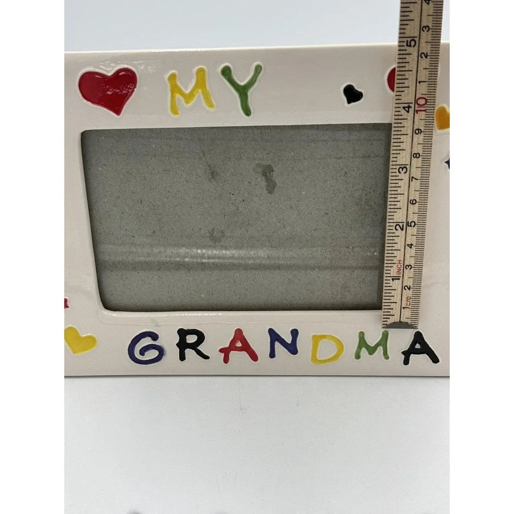 I Love My Grandma Ceramic Photo Frame 4x6 White Multicolor Family Theme